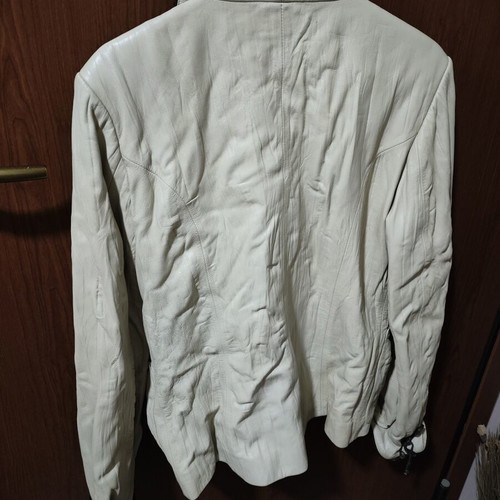 Leather jacket vintage used, size L, beige