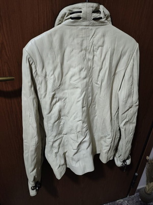 Leather jacket vintage used, size L, beige