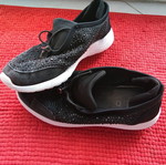 Fred women's black sneakers with rhinestones and white sole