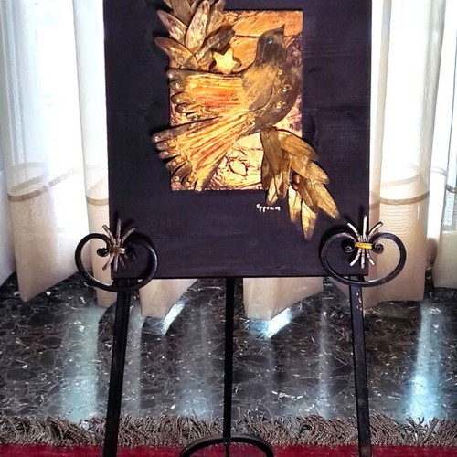 Relief artwork on wood 30x40 signed by Ερρέα.m like new