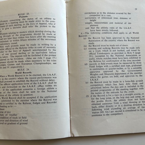 IAAF 1951 Κανονισμοί Αγώνων μεταχειρισμένοι, αγγλική έκδοση