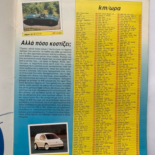 Panini "AUTO από 100 έως 400 km/ώρα" sticker album used, 290 stickers