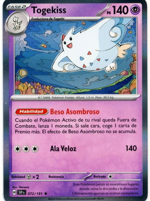 Pokemon SV08 Surging Sparks Togekiss 072/191 Reverse Holo new collectible card