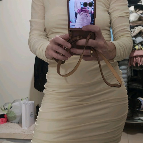Cream dress new size M with high elasticity