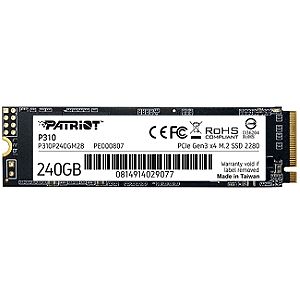 SSD PATRIOT P310P240GM28 P310 240GB NVME PCIE GEN3 X4 M.2 2280