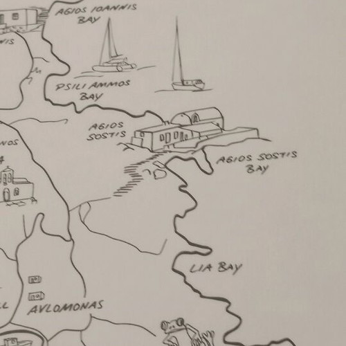 Original Serifos map new on watercolor paper