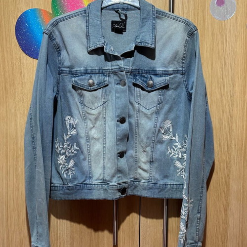 Esmara women's denim jacket like new with embroidery blue size L