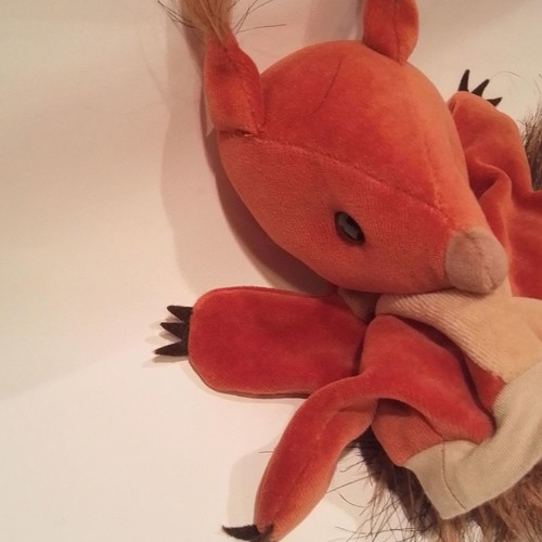 Plush hand puppet squirrel used Nutsy handmade