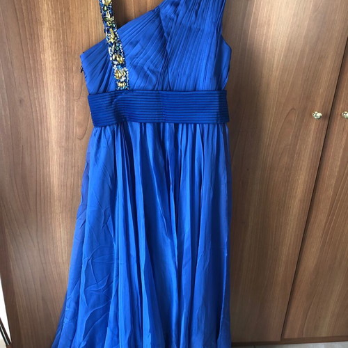 Formal long dress xl new, blue one-shoulder