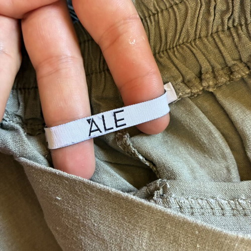 ALE Khaki Linen Blend Pleated Cropped Pants size S, like new