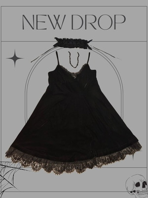 Moonstruck velvet skater dress από Killstar σαν καινούργιο, μαύρο, XXL