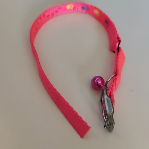 Pink cat collar with patterns and bell new