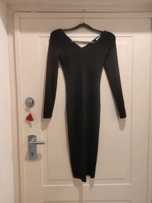 Dress long knitted stretch like new, black, size M