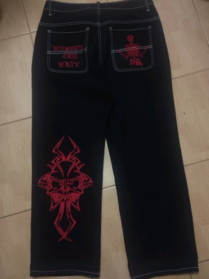 Vintage jeans like new, size L, black and red