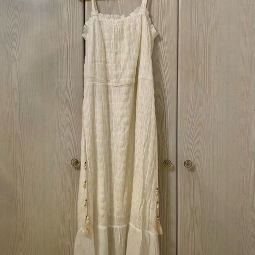 Long dress new, white, size M 38 10, cotton with viscose lining