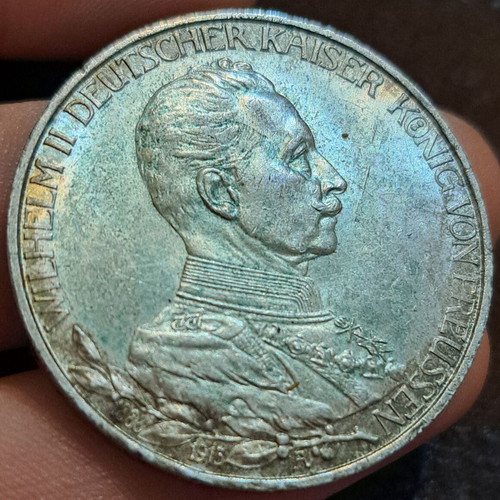 Commemorative silver coin Prussia 3 Mark 1913 new