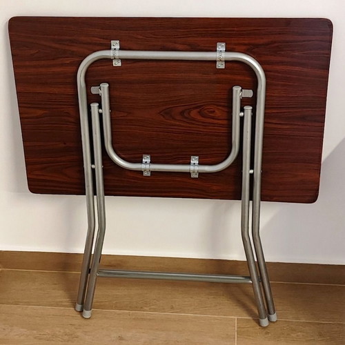 Folding table 80x50 cm with wood-look MDF top and metal frame