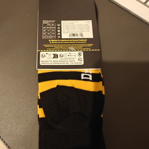 Dr Martens Organic Socks new, thin stripe cotton blend yellow/black