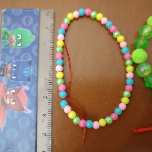 Handmade children's bracelets set of 2, colorful summer beads