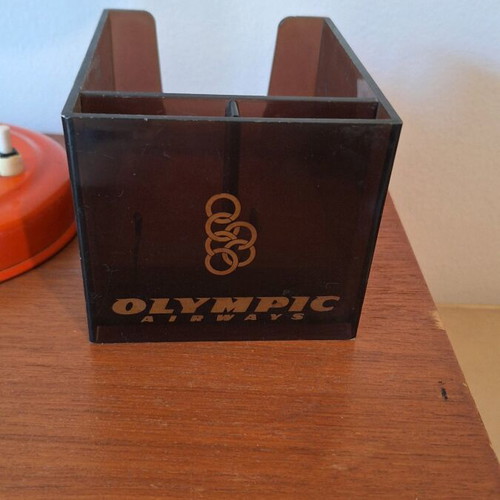 Olympic Airways pencil holder used with signs of wear and age