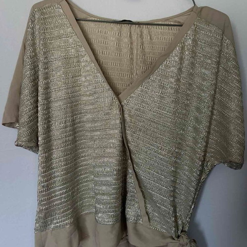 Oasis luxury gold blouse wrap model, size L