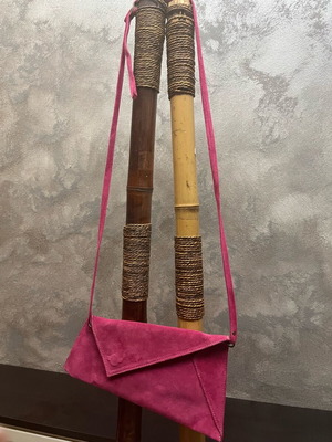 Suede leather shoulder bag pink new