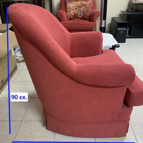 4-Seater Sofa and 2 Armchairs used, dimensions 230x90 and 90x90 cm