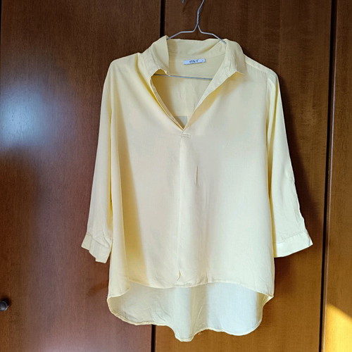 Yellow airy shirt size S like new with elbow-length sleeves