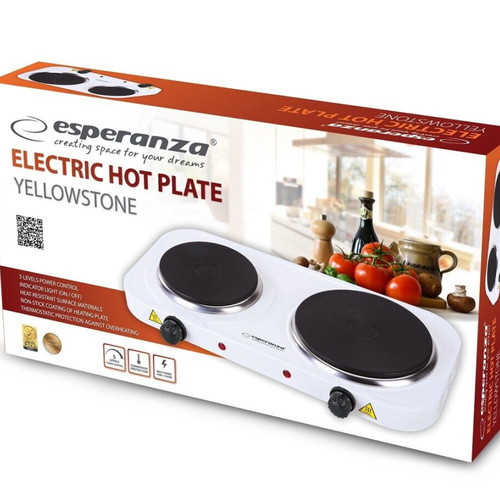 Επιτραπέζια Εστία Εμαγιέ Διπλή 1500W Λευκή Καινούργιο