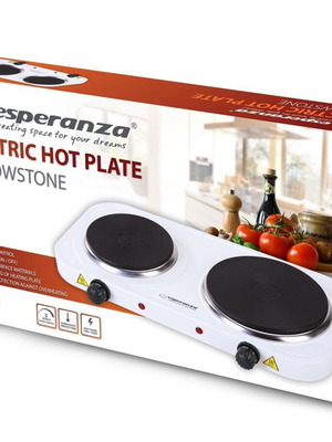 Επιτραπέζια Εστία Εμαγιέ Διπλή 1500W Λευκή Καινούργιο