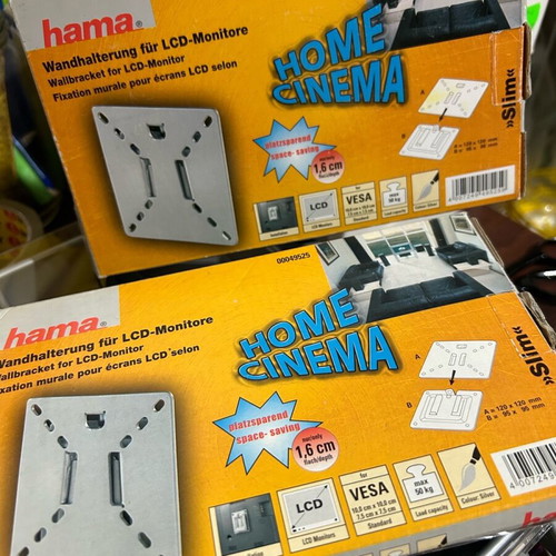 HAMA 49525 LCD Wall Bracket Slim VESA 100 Silver TV Mount new