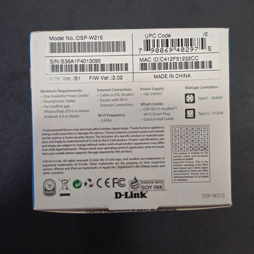 D-Link mydlink Home Smart Plug DSP-W215 new, sealed