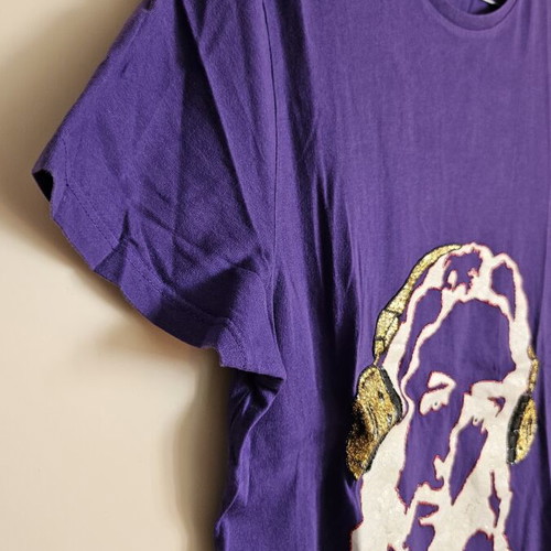 TopMan men's T-shirt with print, purple and white, size M