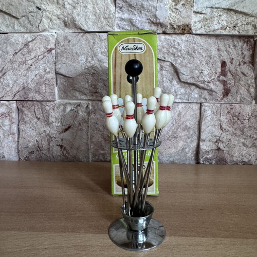 Vintage Bowling Cocktail Pick Set new