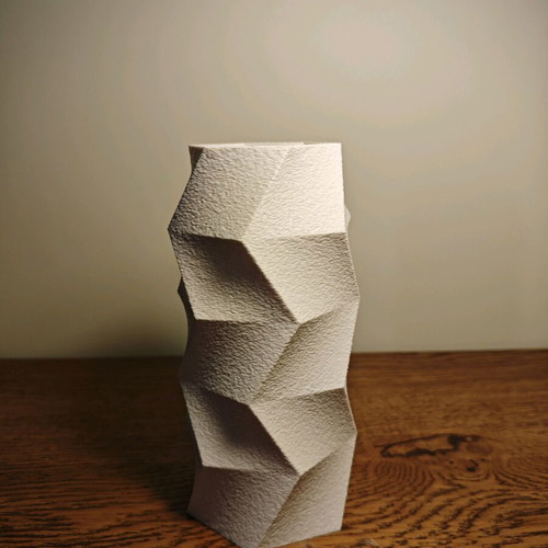 3d vase 18cm plastic with stone texture and geometric design new