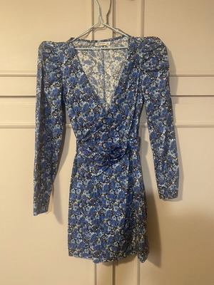 Stradivarius mini floral dress like new, blue multicolor, size S