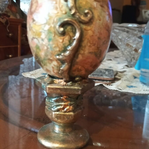 Handmade vintage decorative egg with floral design
