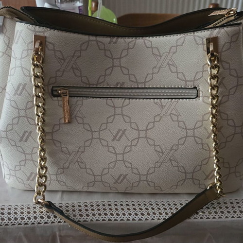 Verde handbag with 3 compartments, beige and gold