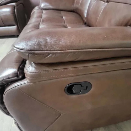 Brown leather La-z-boy sofa set new, two double sofas