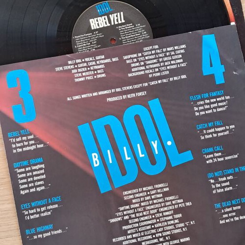 Billy Idol Rebel Yell LP album, rock