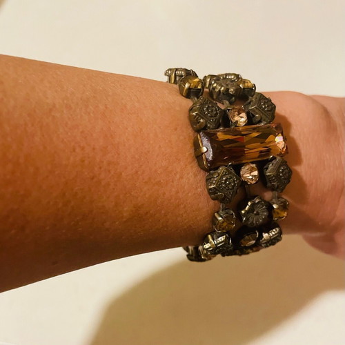 Metal bracelet new, gray and brown
