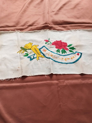 Traditional embroidered linen used, over 100 years old