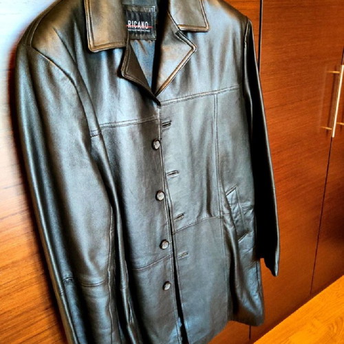 Leather coat new, black, size XL