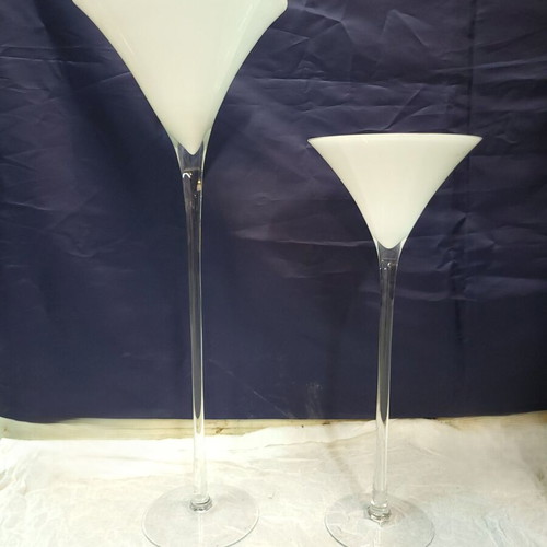 Decorative glass vases Martini set like new, heights 70cm & 90cm