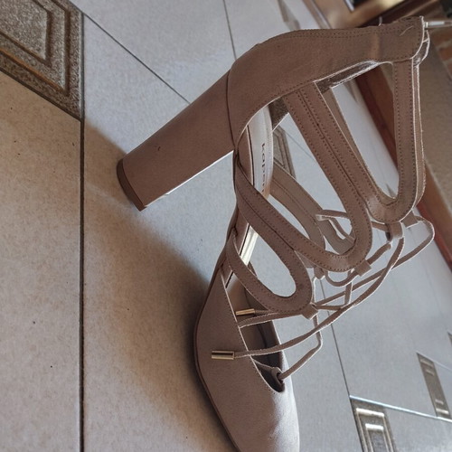 Kaperneka Beige Caged Lace-up Sandals with Block Heel used, size 40