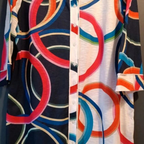 Plus Size XXL-XXXL Shirt Dress with Color-Block Circles