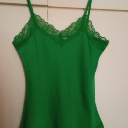 Lingerie top satin emerald with lace, like new
