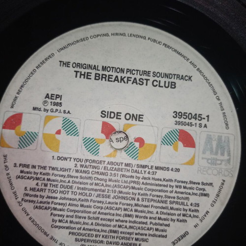 The Breakfast Club O.S.T. vinyl, rock