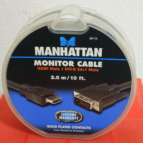 HDMI to DVI-D 24+1 Cable 3m Gold Plated Contacts New