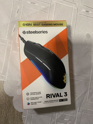 Steelseries Rival3 gaming mouse used, left click damaged